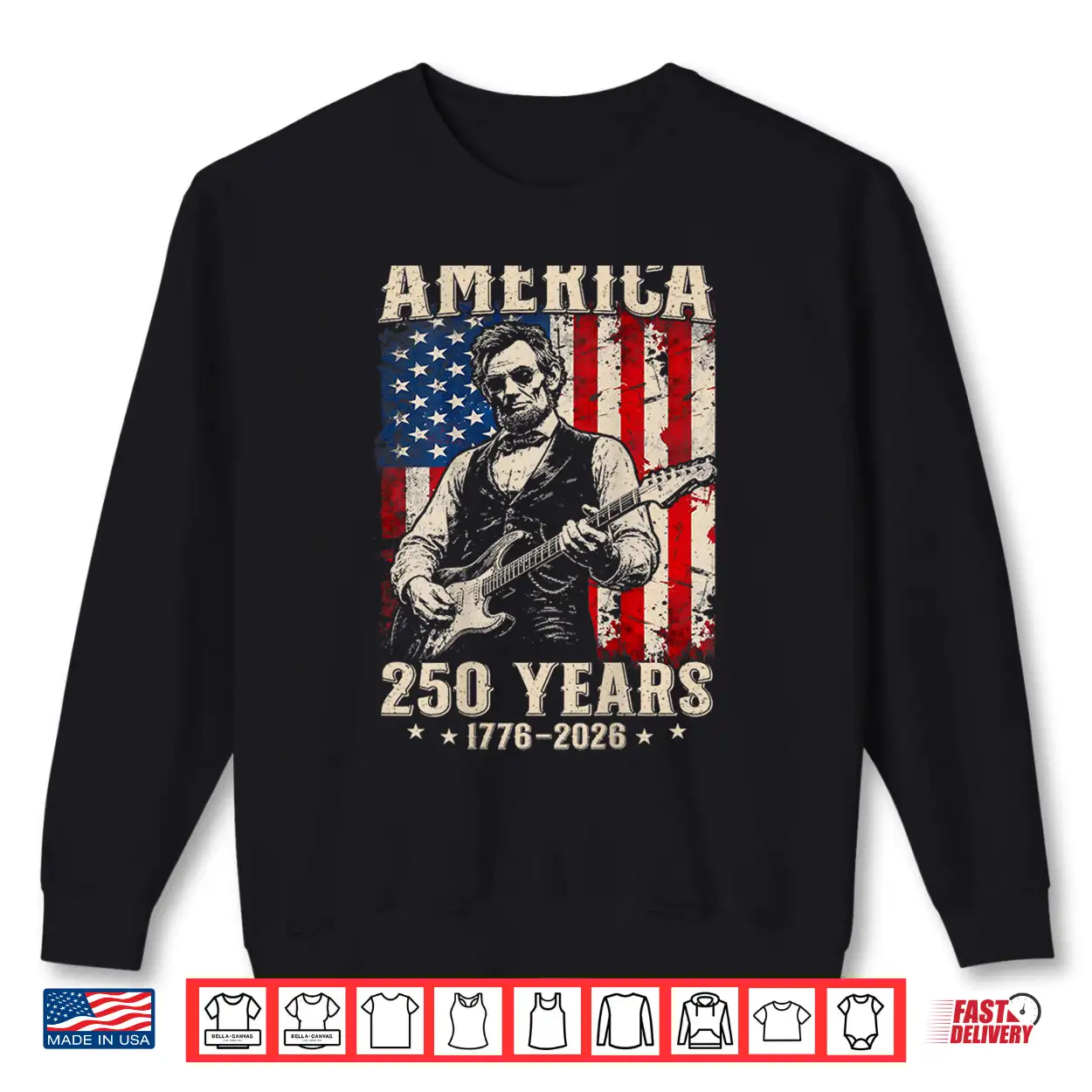 Abraham Lincoln Playing Guitar 4Th July 250 Years Shirt Abraham Lincoln Playing Guitar 4Th July 250 Years Shirt