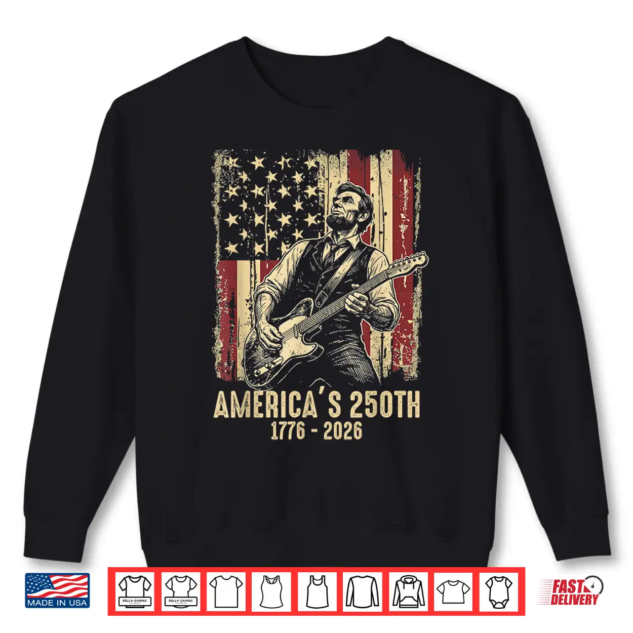 Abraham Lincoln Playing Guitar 4Th Of July 250Th Anniversary Shirt Abraham Lincoln Playing Guitar 4Th Of July 250Th Anniversary Shirt