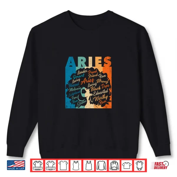 African American Women Zodiac Birthday Aries Girl Shirt 2 Sweatshirt African American Women Zodiac Birthday Aries Girl Shirt