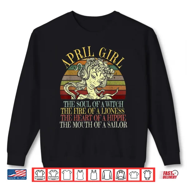 April Girl T Shirt Aries & Taurus Birthday Women Shirt 2 Sweatshirt April Girl T Shirt Aries Taurus Birthday Women