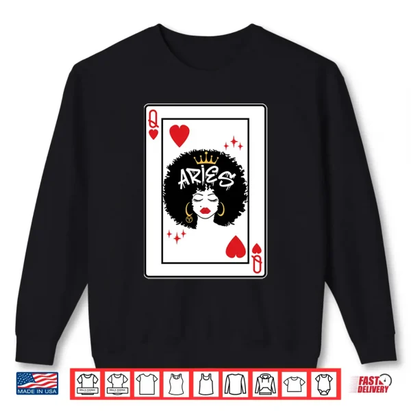 Aries Astrology Black Queen Hearts Blackjack Cards Poker Shirt 2 Sweatshirt Aries Astrology Black Queen Hearts Blackjack Cards Poker Shirt