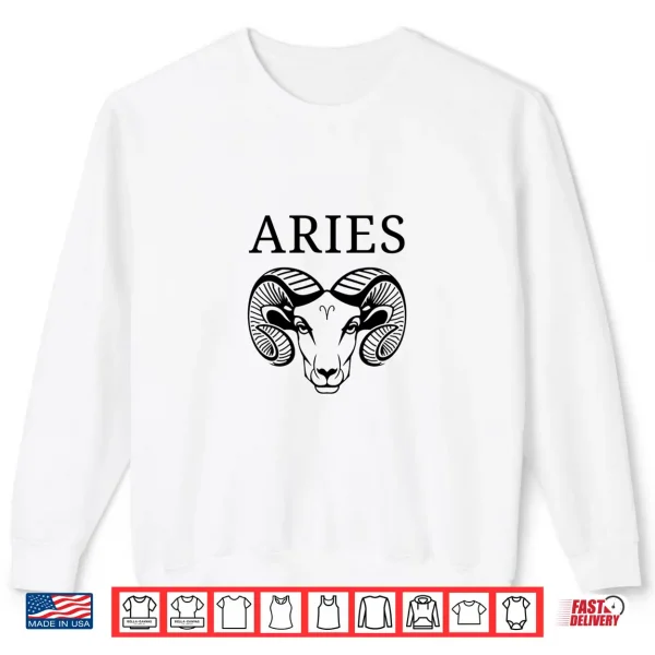 Sweatshirt Aries Astrology Large Ram Zodiac Sign With Aires Name Shirt