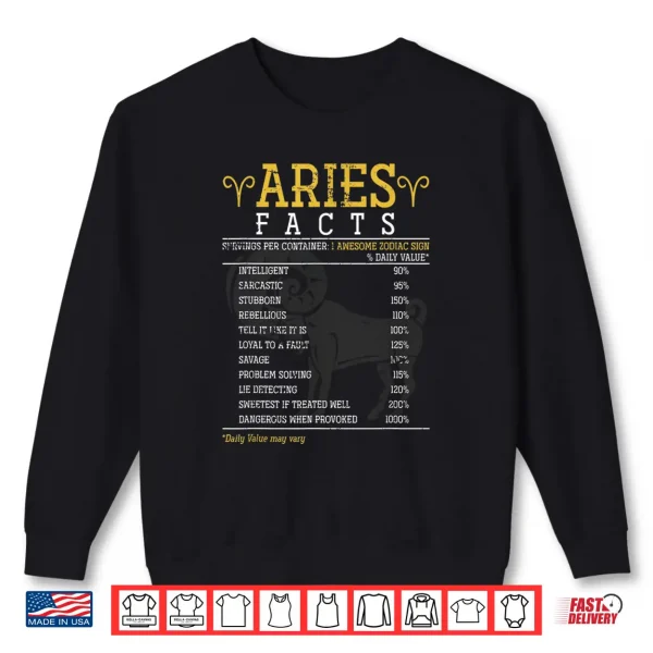 Aries Facts Zodiac Sign Shirt 2 Sweatshirt Aries Facts Zodiac Sign Shirt
