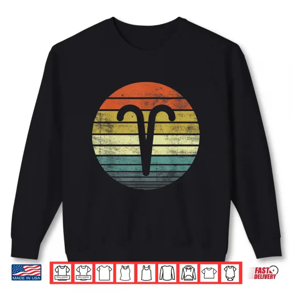Aries Gifts Funny Retro Sunset Zodiac Sign Birthday Shirt 2 Sweatshirt Aries Gifts Funny Retro Sunset Zodiac Sign Birthday Shirt