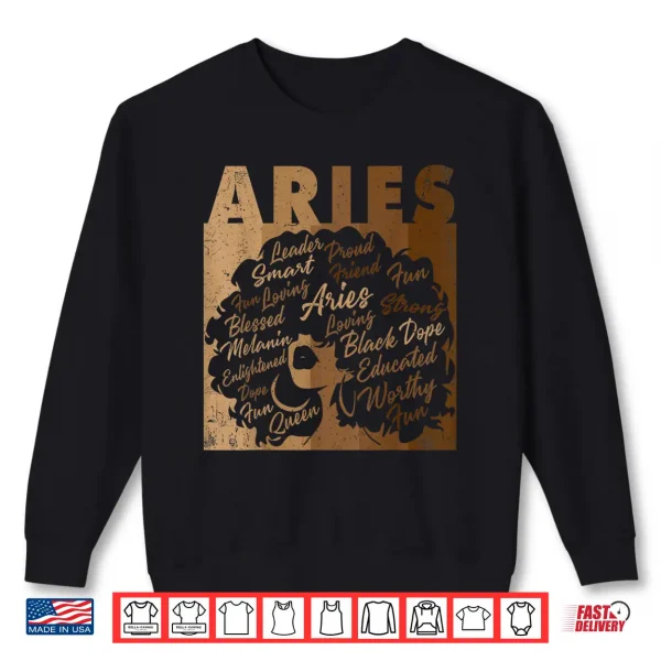 Aries Girl African American Women Melanin Birthday Shirt 2 Sweatshirt Aries Girl African American Women Melanin Birthday Shirt