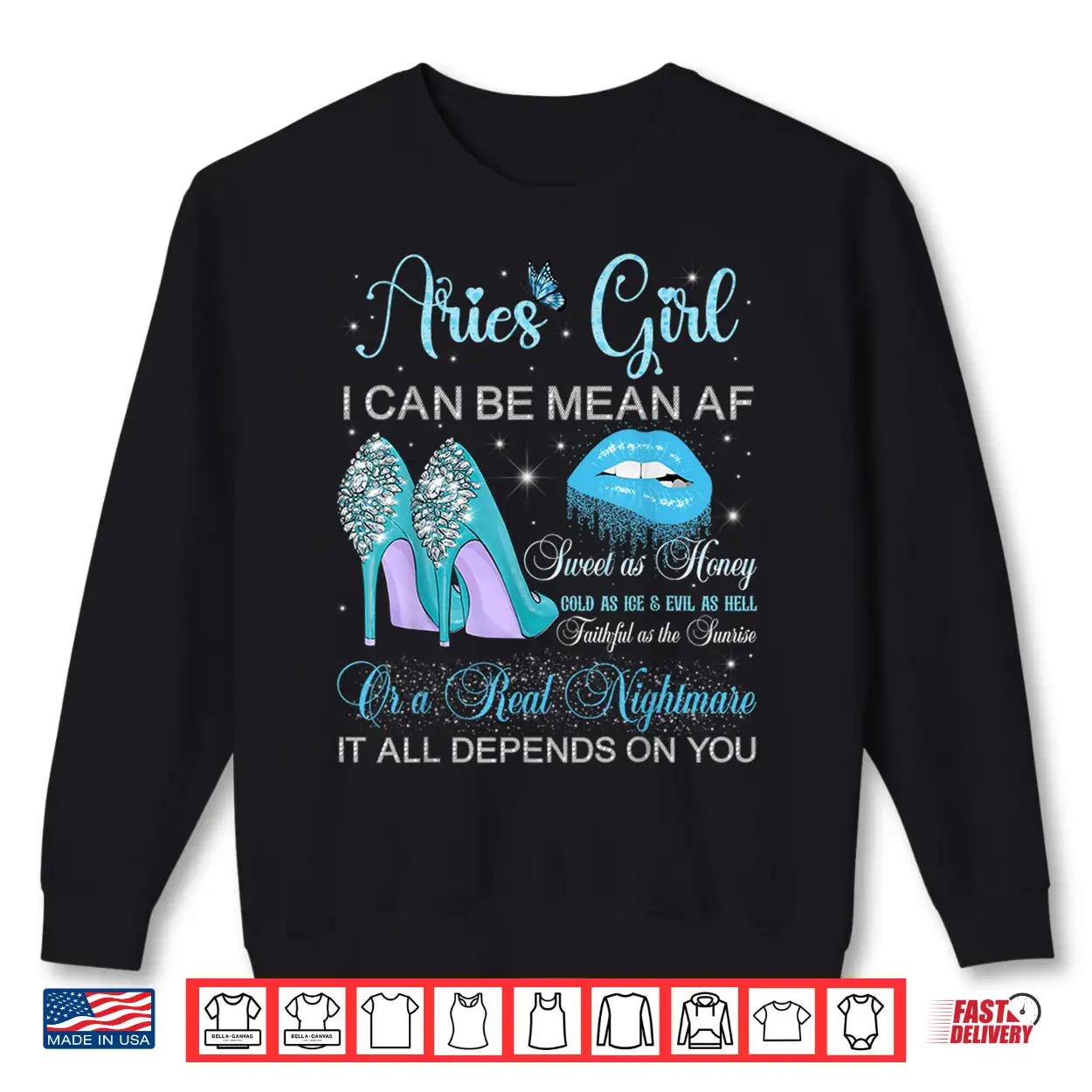 Aries Girl Birthday High Heels Dripping Lips Butterfly Shirt Aries Girl Birthday High Heels Dripping Lips Butterfly Shirt