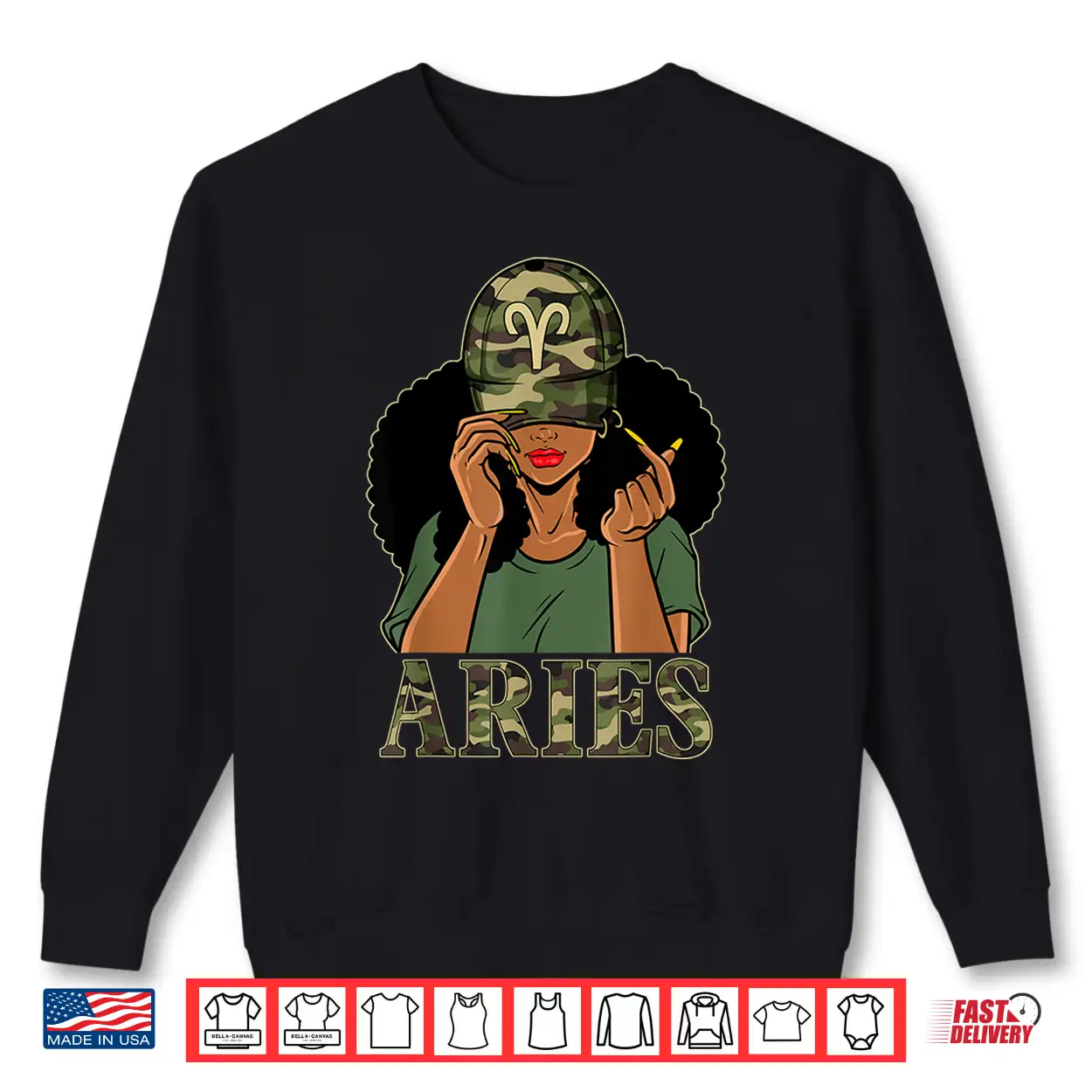Aries Girl Black Woman With Cap Camo Afro Woman Zodiac Shirt Aries Girl Black Woman With Cap Camo Afro Woman Zodiac Shirt