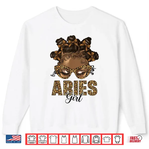 Aries Girl Black Women Bow Knot Hair Zodiac Birthday Shirt 2 Sweatshirt Aries Girl Black Women Bow Knot Hair Zodiac Birthday Shirt