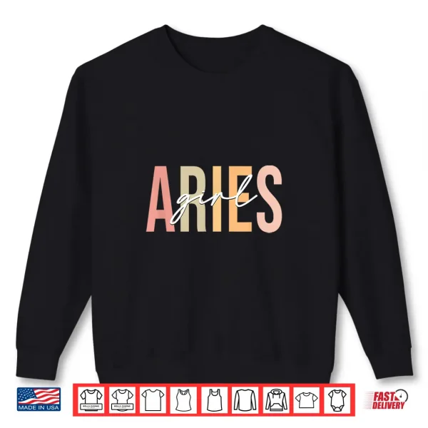 Sweatshirt Aries Girl Boho Retro Vintage Zodiac Birthday Womens Shirt