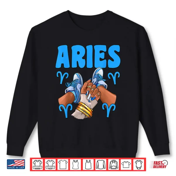 Aries Girl Sneakers Astrology Zodiac Bday Black Women Shirt 2 Sweatshirt Aries Girl Sneakers Astrology Zodiac Bday Black Women Shirt