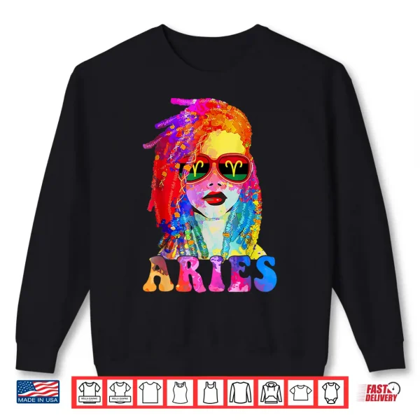 Aries Loc'D Woman Black Queen Art Zodiac Birthday Shirt 2 Sweatshirt Aries Locd Woman Black Queen Art Zodiac Birthday Shirt