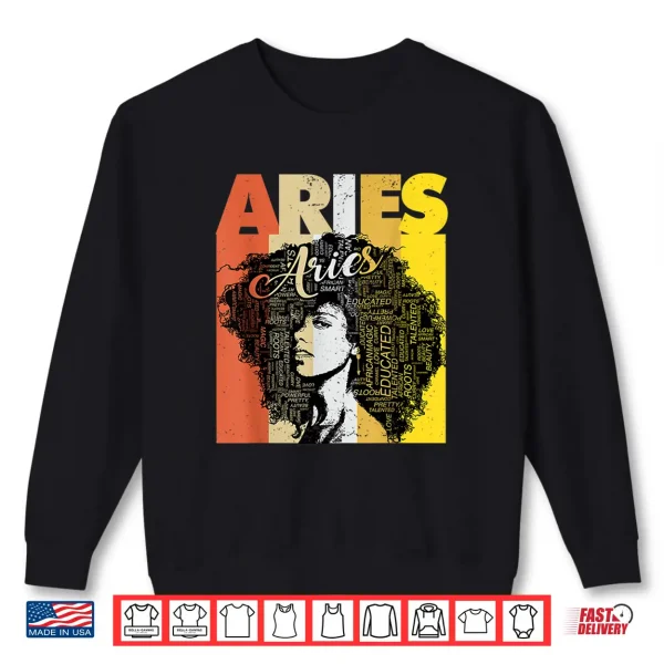 Aries Pride Black Women Natural Hair Art Word Shirt 2 Sweatshirt Aries Pride Black Women Natural Hair Art Word Shirt