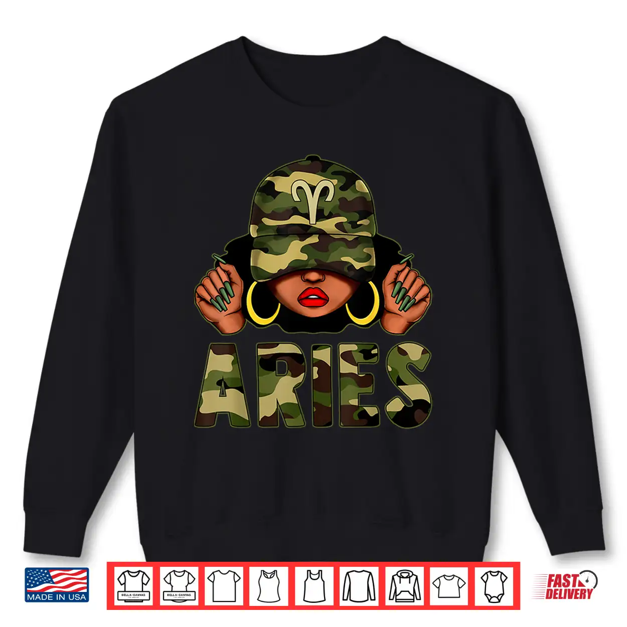 Aries Queen Black Woman With Cap Camo Afro Girl Zodiac Shirt Aries Queen Black Woman With Cap Camo Afro Girl Zodiac Shirt