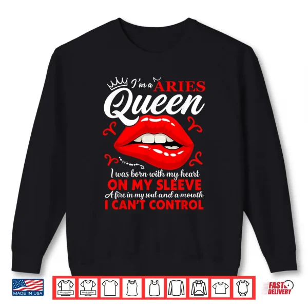 Aries Queen Zodiac Red Lip Birthday Graphic Men Women Shirt 2 Sweatshirt Aries Queen Zodiac Red Lip Birthday Graphic Men Women Shirt