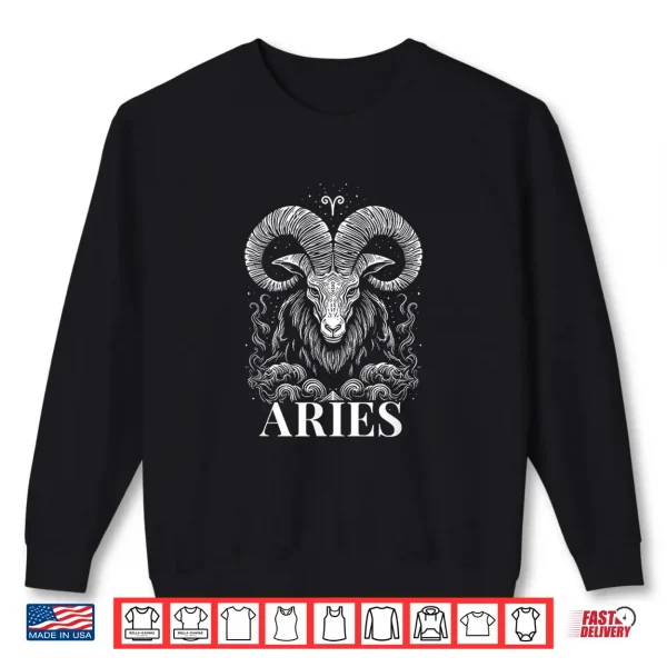 Sweatshirt Aries Star Sign Horoscope Zodiac Biker Theme Shirt