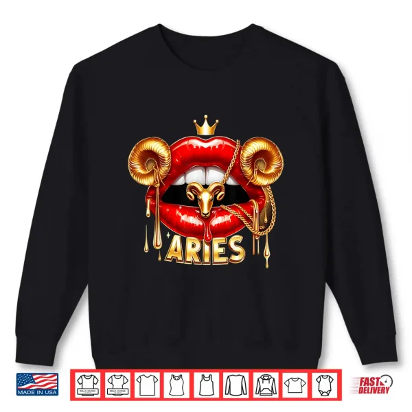 Aries Zodiac Astrology Red Lips Ram Shirt 2 Sweatshirt Aries Zodiac Astrology Red Lips Ram Shirt