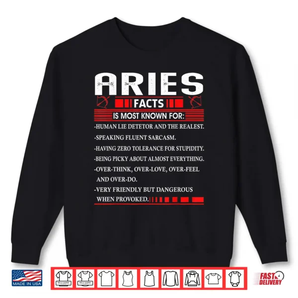 Aries Zodiac Birthday Aries Facts Gift Funny Shirt 2 Sweatshirt Aries Zodiac Birthday Aries Facts Gift Funny Shirt
