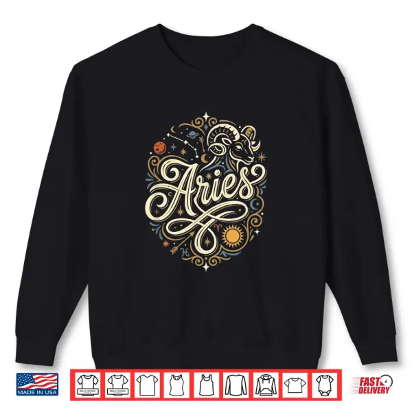 Sweatshirt Aries Zodiac Sign Horoscope Astrology Star Signs Girls Women Shirt