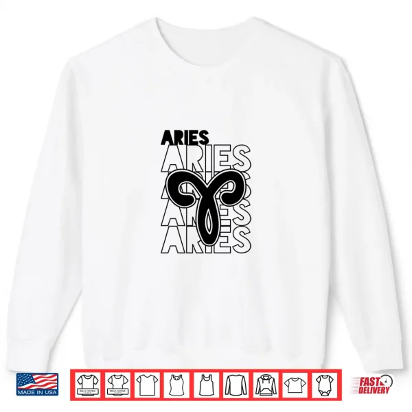 Sweatshirt Aries Zodiac Typography Retro Vintage Astrology Shirt