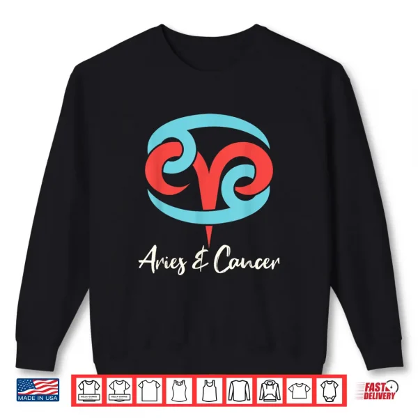 Sweatshirt Aries and Cancer Couple Zodiac Relationship Horoscope Shirt