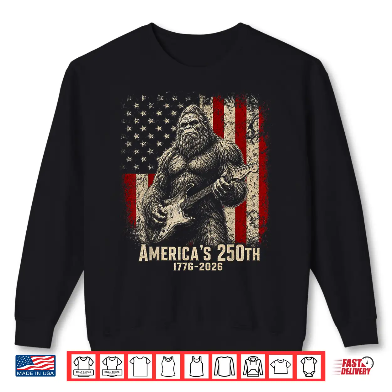 Bigfoot Sasquatch Playing Guitar 250 Years American Usa Flag Shirt Bigfoot Sasquatch Playing Guitar 250 Years American Usa Flag Shirt