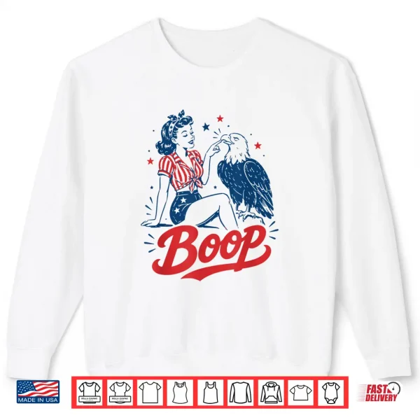 Sweatshirt Boop Vintage USA Girl and Eagle Funny Patriotic Retro Art Shirt