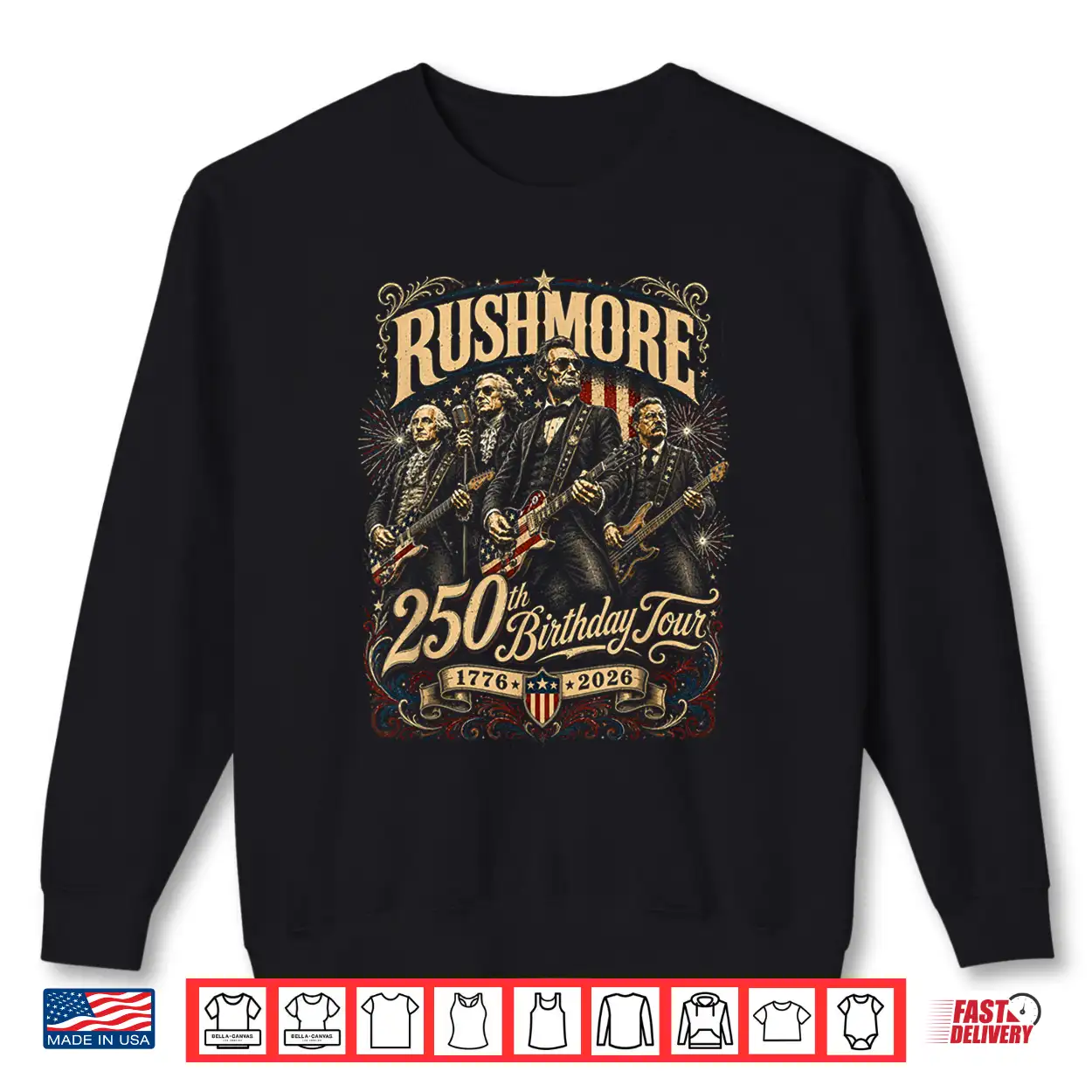 Funny Mount Rushmore 250Th Birthday Tour Rockstar Graphic Shirt Funny Mount Rushmore 250Th Birthday Tour Rockstar Graphic Shirt