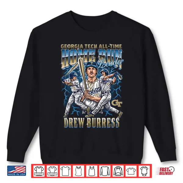 Sweatshirt Georgia Tech All Time Home Run Leader Drew Burress Shirt 2