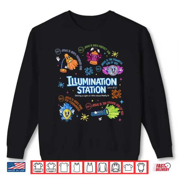 Illumination Station Vbs 2026 Bible Jesus Christian Lights Shirt 2 Sweatshirt Illumination Station VBS 2026 Bible Jesus Christian Lights Shirt