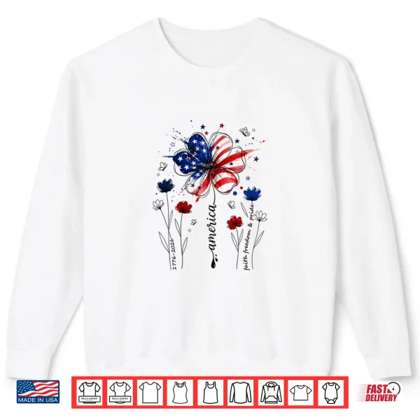 Independence Day Patriotic American Flag Usa Flower Women Shirt 2 Sweatshirt Independence Day Patriotic American Flag USA Flower Women Shirt