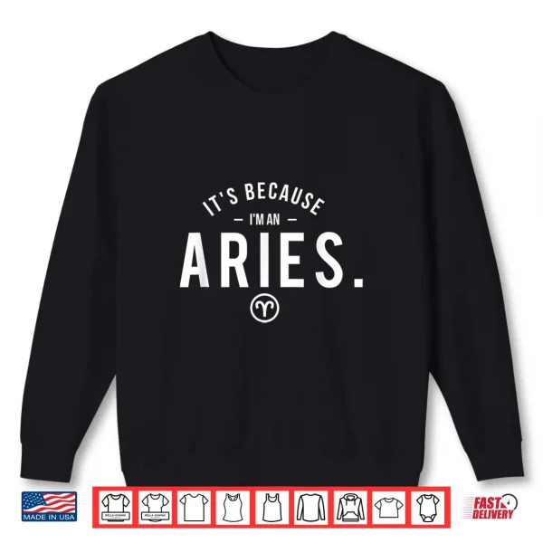 It'S Because I'M An Aries Astrology Symbol Zodiac Sign Shirt 2 Sweatshirt Its Because Im An Aries Astrology Symbol Zodiac Sign Shirt