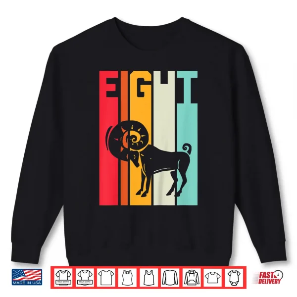 Sweatshirt Kids 8th Birthday Aries Zodiac Retro Girl Boy 8 years old Shirt