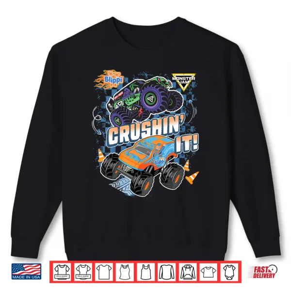 Kids Blippi Grave Digger Crushin' It Shirt 2 Sweatshirt Kids Blippi Grave Digger Crushin It Shirt