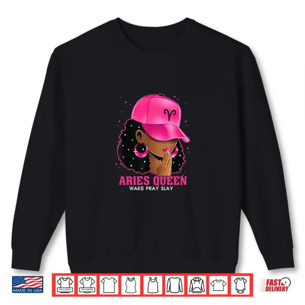 Pink Aries Queen Black Girl Woman Cap Zodiac Sign Birthday Shirt 2 Sweatshirt Pink Aries Queen Black Girl Woman Cap Zodiac Sign Birthday Shirt