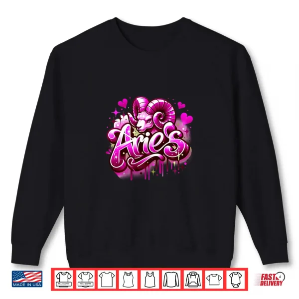 Sweatshirt Pink Aries Zodiac Star Sign Shirt