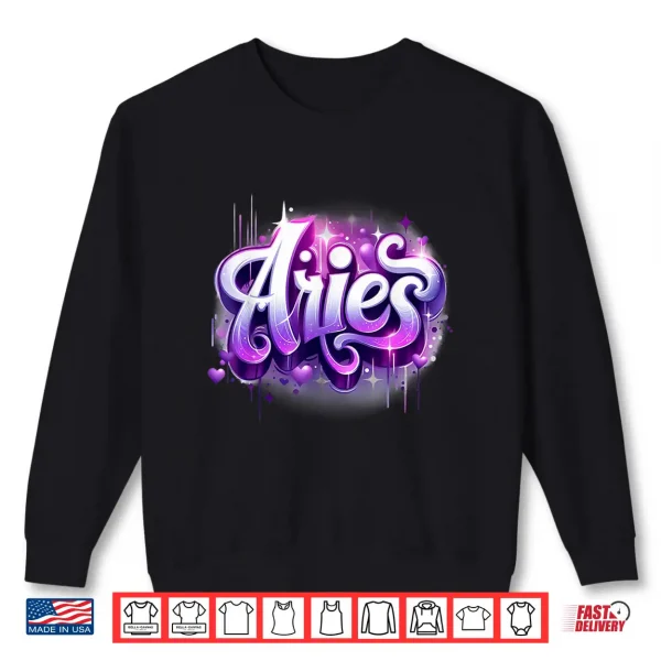 Sweatshirt Pink Purple Aries Zodiac Star Sign Shirt