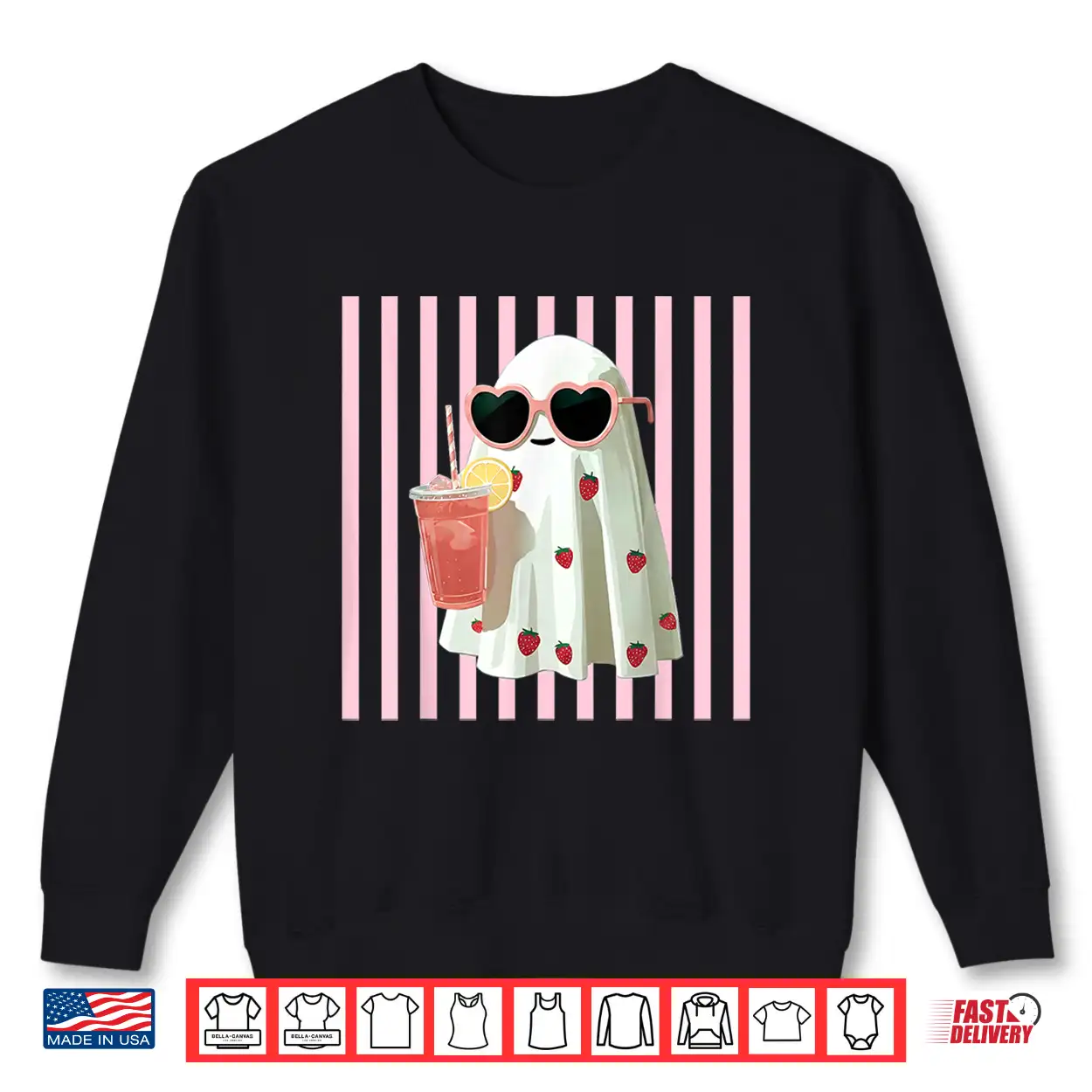 Pink Striped Cute Ghost Summer Fruit Juice Hawaii Summerween Shirt Pink Striped Cute Ghost Summer Fruit Juice Hawaii Summerween Shirt