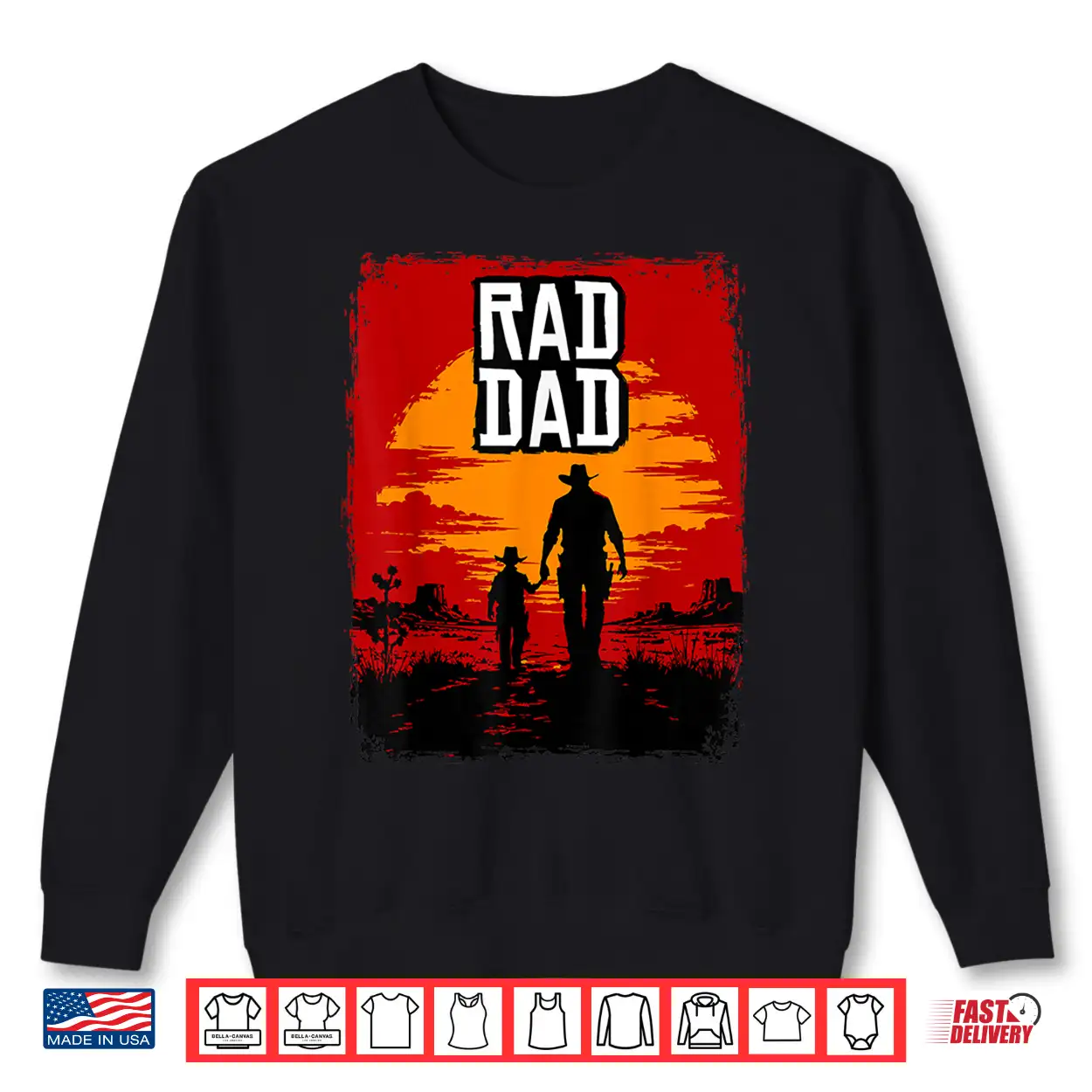 Rad Dad Father And Son Western Sunset Graphic Shirt Rad Dad Father And Son Western Sunset Graphic Shirt