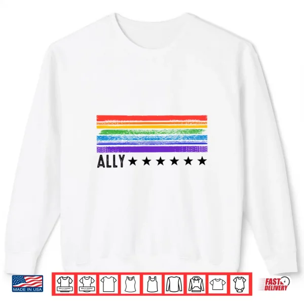 Retro Lgbtq Ally Pride Month Rainbow Stars Lgbt Flag Shirt 2 Sweatshirt Retro LGBTQ Ally Pride Month Rainbow Stars LGBT Flag Shirt