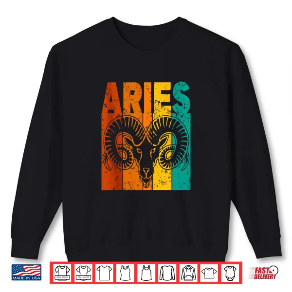 Retro Zodiac Sign Aries Shirt 2 Sweatshirt Retro Zodiac Sign Aries Shirt