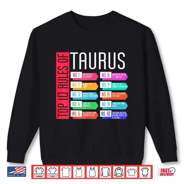 Rules Of Taurus Zodiac Birthday Horoscope Astrological Shirt 2 Sweatshirt Rules Of Taurus Zodiac Birthday Horoscope Astrological Shirt