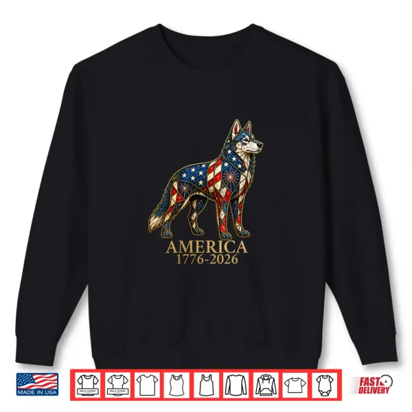 Sweatshirt Siberian Husky Dog Mosaic America 1776 2026 4th of July Shirt