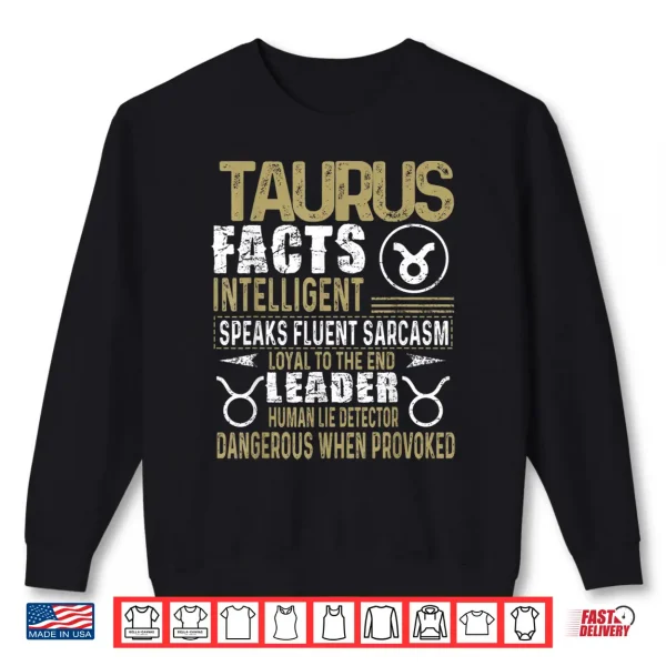 Sweatshirt TAURUS Facts Zodiac Sign Shirt Birthday Gift April May