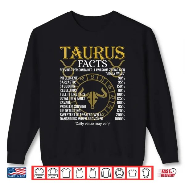 Taurus Facts Zodiac Sign Shirt 2 Sweatshirt Taurus Facts Zodiac Sign Shirt