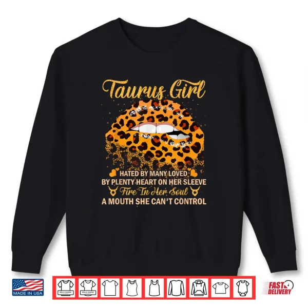 Sweatshirt Taurus Girl Birthday Leopard Sexy Lip Zodiac Shirt