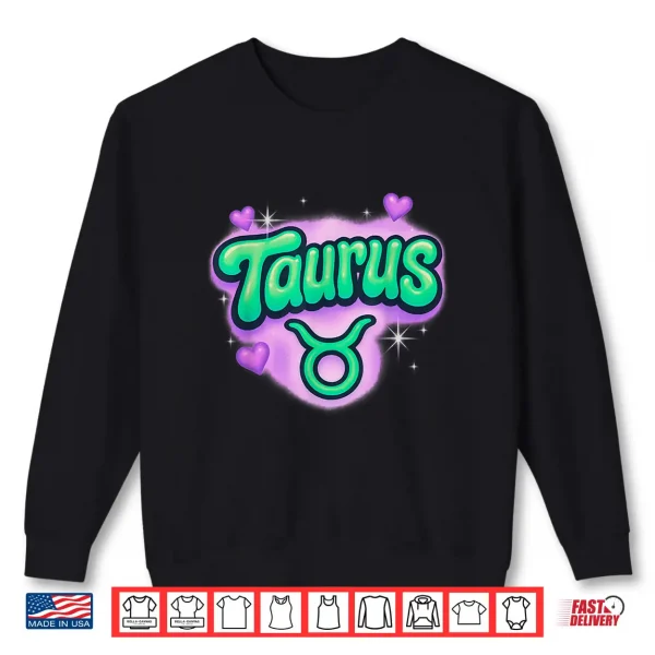 Taurus Zodiac Pastel Airbrush Cute Astrology Graphic Shirt 2 Sweatshirt Taurus Zodiac Pastel Airbrush Cute Astrology Graphic Shirt