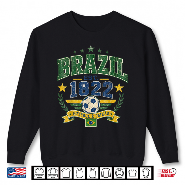 Sweatshirt Vintage Retro Faded Brazil Brasilian Men Women Kids Tee Shirt