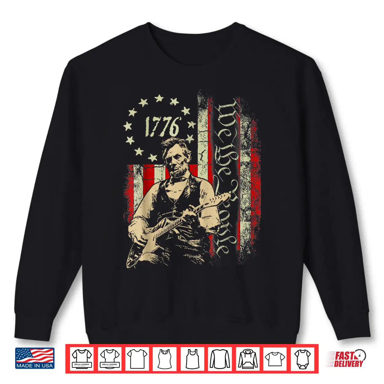 We The People Usa Grunge Flag Freedom Abe Lincoln Guitar Shirt We The People Usa Grunge Flag Freedom Abe Lincoln Guitar Shirt