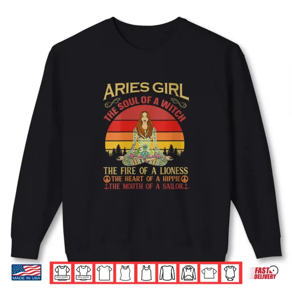 Womens Aries Girl Zodiac Star Sign Meditation Yoga Vintage Shirt 2 Sweatshirt Womens Aries Girl Zodiac Star Sign Meditation Yoga Vintage Shirt