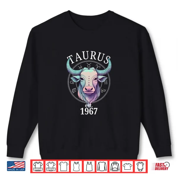 Sweatshirt Womens Zodiac Taurus Bull Born in 1967 Shirt